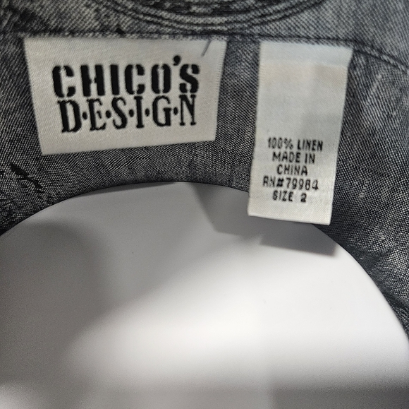 Chico's Design Mandala women's Linen button-down longsleeve size 2 - Picture 6 of 8